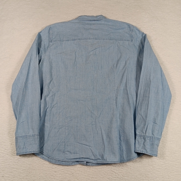 J Crew Shirt Mens Large Blue Chambray Long Sleeve Button Up Office Casual - Picture 5 of 9